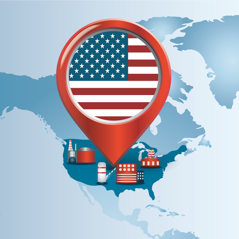 map showing growth of manufacturing and small-scale supply chain businesses in the US