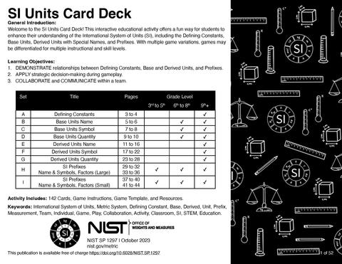 SI Units Card Deck (SP 1297)