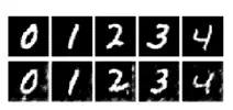  Figure 1: Data extracted from model updates by the attack developed by Hitaj et al. [1]. The top row contains original training data; the bottom row contains data extracted from model updates.