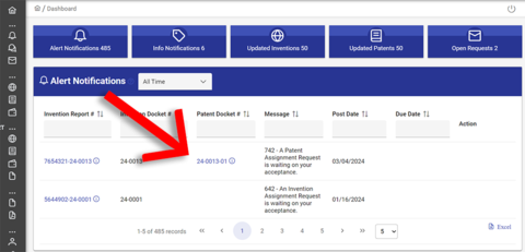 Patent assignment screenshot