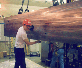 Mitch cleaning one block of the upper yoke of the SURF III magnet.