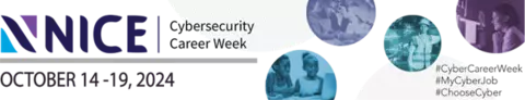Cybersecurity Career Week Long Banner with Date and Hashtags