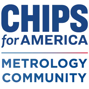 CHIPS for America Metrology Community in blue text with a blue to red gradient line