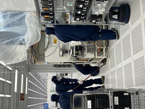 interior photo of construction progress by workers on the future Polar fabrication facility