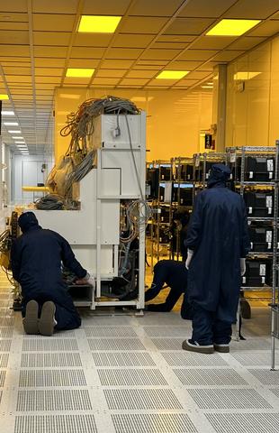 interior photo of construction progress by workers on the future Polar fabrication facility
