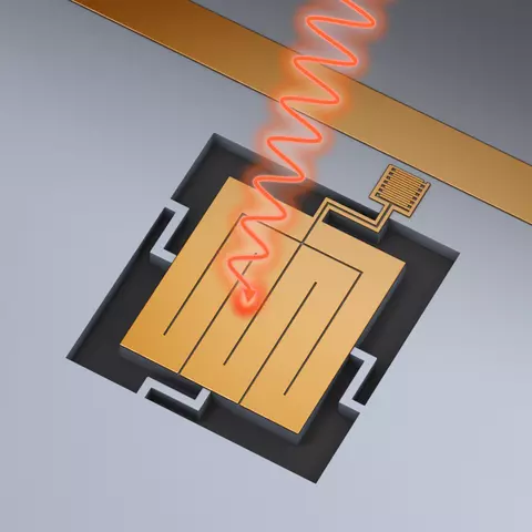 Incoming radiation deposits energy into the TKID circuit.