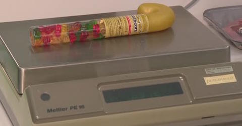 Gummy Bears in Cane on a Mettler Scale