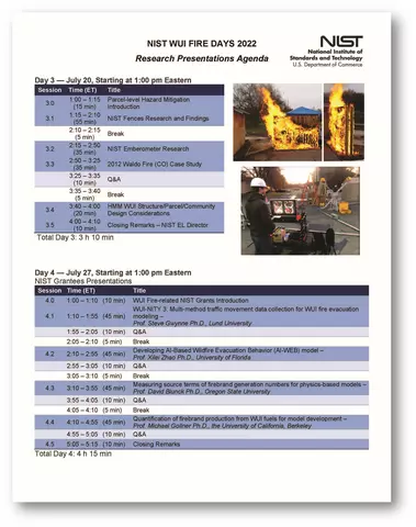 Image of NIST WUI FIRE DAYS 2022 AGENDA page 2 of 2