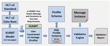 Diagram showing the IGAMT Message Model and Validation Process