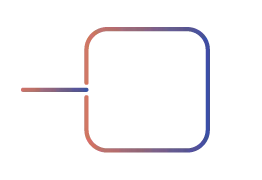 An outline of a chip shape has one wire going off to the left.