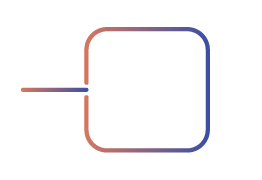 An outline of a chip shape has one wire going off to the left.
