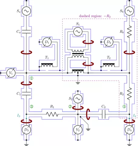 Schematic of four-arm digital impedance bridge