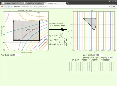 Offspecular reflectometry planning tool