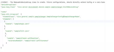 The nodes key in the config file that defines a sample changer