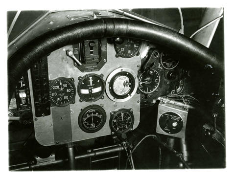 Historical photo shows complex cockpit control panel