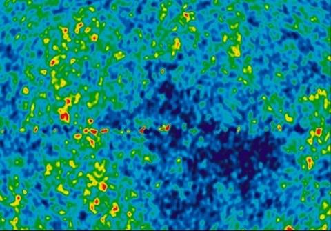 thermal image of blue with band of green and yellow