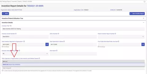 Arrow Pointing to View Access Field in Invention Details
