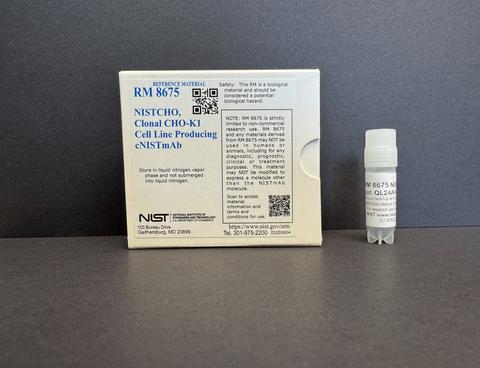 Box for NISTCHO in center, vial of NISTCHO to the right