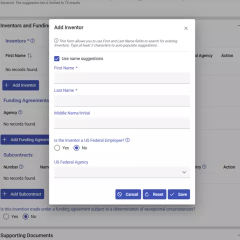 Add Inventor Pop up