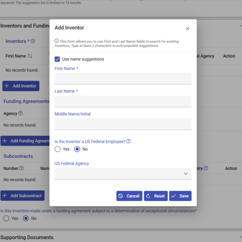 Add Inventor Pop up