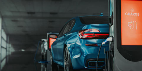 electric car at charging station