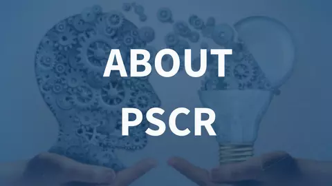 The image says About PSCR over a blue background
