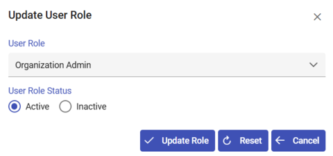 screenshot of update user role pop-up