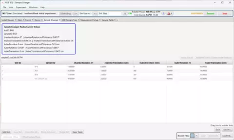 A state of the Sample Changer Table to illustrate the behavior of slotLink