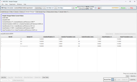 A state of the Sample Changer Table to illustrate the behavior of slotLink