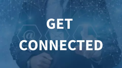 Photo says "Get Connected" overlayed onto blue background