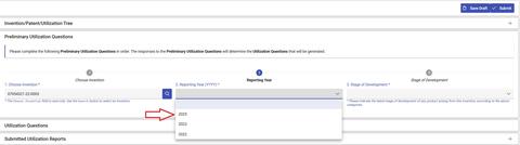 Utilization Report Reporting Year Dropdown