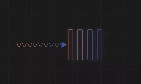 A squiggly horizontal arrow points to a set of parallel vertical lines.