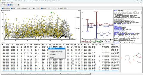 Screenshot of NIST MS Search 4.0 Chromatography Tab
