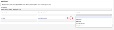User Role Dropdown