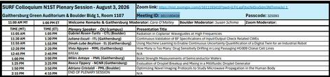 2026 SURF Colloquium Plenary Session Schedule