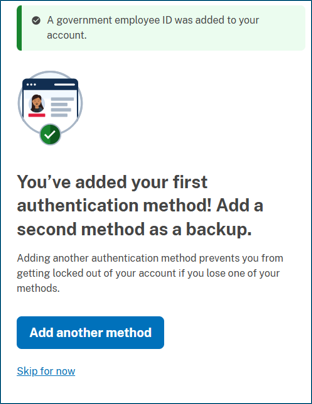 You've added your first authentication method