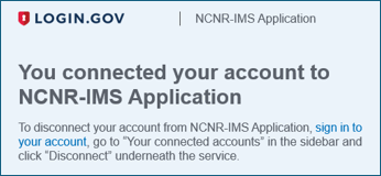You connected your account to NCNR-IMS Application