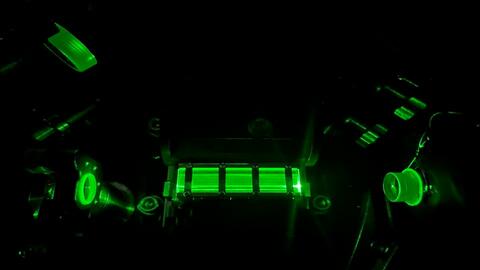 Second harmonic generation crystal with green pump light