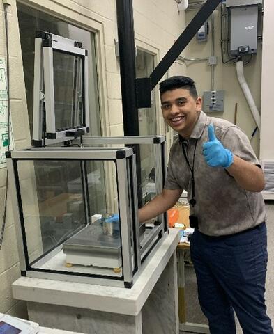 Dominick Mendez in the laboratory