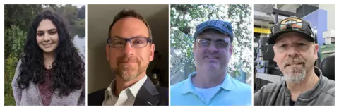 Collage of four headshots of NIST staff. One woman and three men.