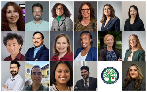 A collage of several headshots of professional staff, including one who is not pictured and in their place is an event icon.