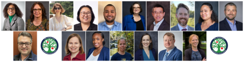 Collage of several headshots of professional NIST staff, with two missing from the group and in their place are event icons.
