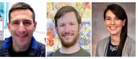 Collage of three headshots. Two men and one woman. 