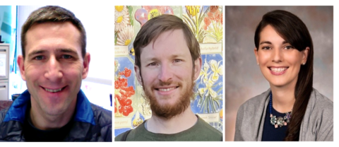 Collage of three headshots. Two men and one woman. 