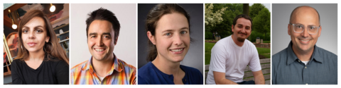 Collage of headshots of NIST professionals. Two women and three men.