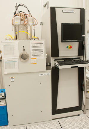 Photograph of the Denton Vacuum Discovery 550 sputtering system.