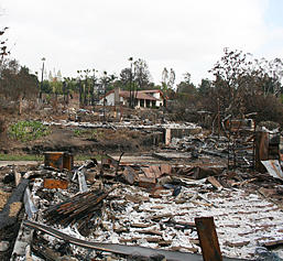 photo of burned homes