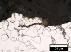 Micrograph of crack in X52 steel