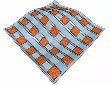 Graphic of a flexible organic semiconductor-based device.