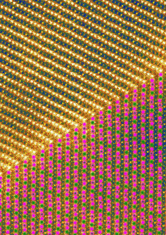 diagonal yellow and pink and green pattern